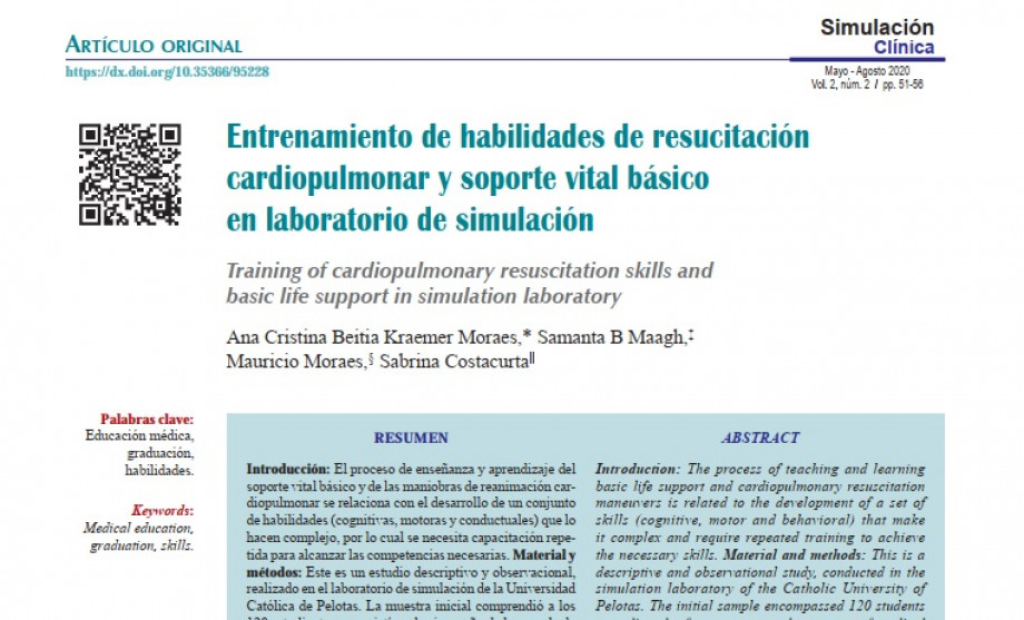 Simlab publica artigo científico na Revista Latino-americana de Simulação Clínica